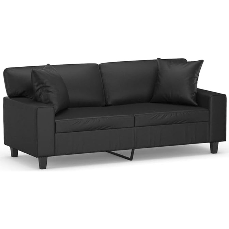 ULUYYUC Couchbar Camping Sofa Sofas & Couches Sofa Bed - 2-Seater Sofa with Decorative Cushion Black 140 cm Faux Leather for Patio Lounge Garden Party