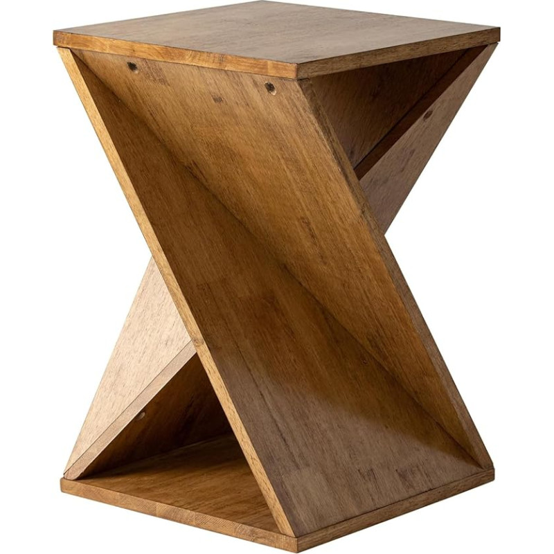 COZAYH Farmhouse Side Table Square Solid Wood Stand Table Side Table Rustic Plant Stand with Twisted Design for Living Room Bedroom Office Natural Wood