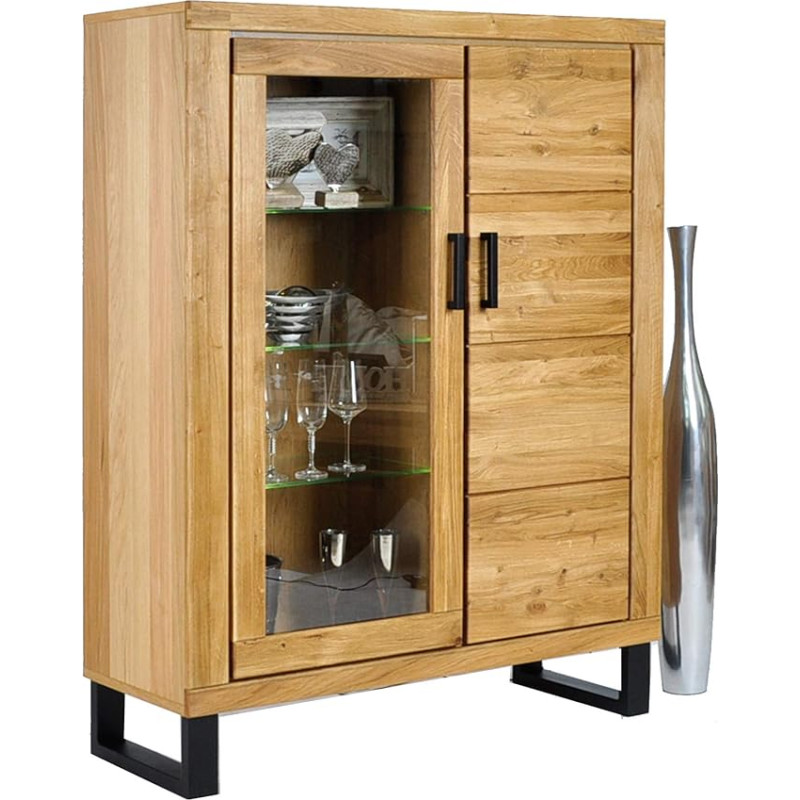 DK-Wohnen ELFO Tina 2342 Highboard Display Cabinet Wild Oak Partially Oiled W 110 x H 140 x D 40 cm