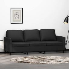 Chaduof 359338 3-Seater Sofa Black 180 cm Faux Leather, Sofas & Couches, Sofa Living Room, Sofa for Teenager's Room, Relax Sofa, Sofa for Bedroom, Upholstered Sofa