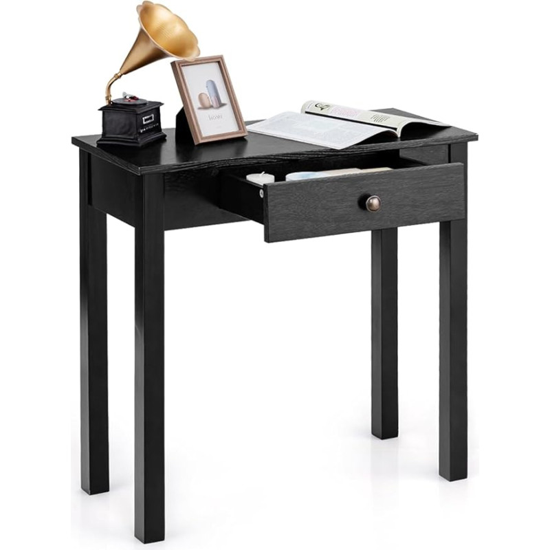FANTASK Wooden Console Table, Industrial Side Table with Drawer, Narrow Entrance Table, Hallway Table in Black