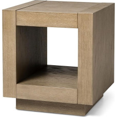 Maven Lane Artemis 2 Tier Tall Square Contemporary Wooden Side Table with Shelf for Living Room or Small Spaces, Refined Grey Finish
