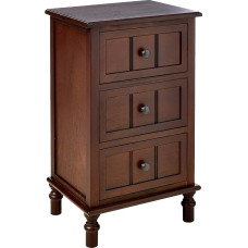 Decor Therapy, Walnut FR1458 Accent Table with Three Drawers, Wood, 11.8 in x 15.75 in x 26 in