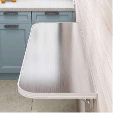 Klappbarer Wandtisch für Küche und Wäsche, kompakter Edelstahl-Werkbank, platzsparend, zusammenklappbarer Schreibtisch (Größe: L 99 x B 50 cm) – ideal für kleine Räume