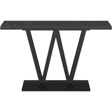 ZIGTUEI Narrow Console Table, Entrance Area Decorative Table, Modern Side Table, Simple Living Room Sofa Table, Sturdy Metal Frame, Easy Assembly (Black B, 100 cm / 39.4 inches)
