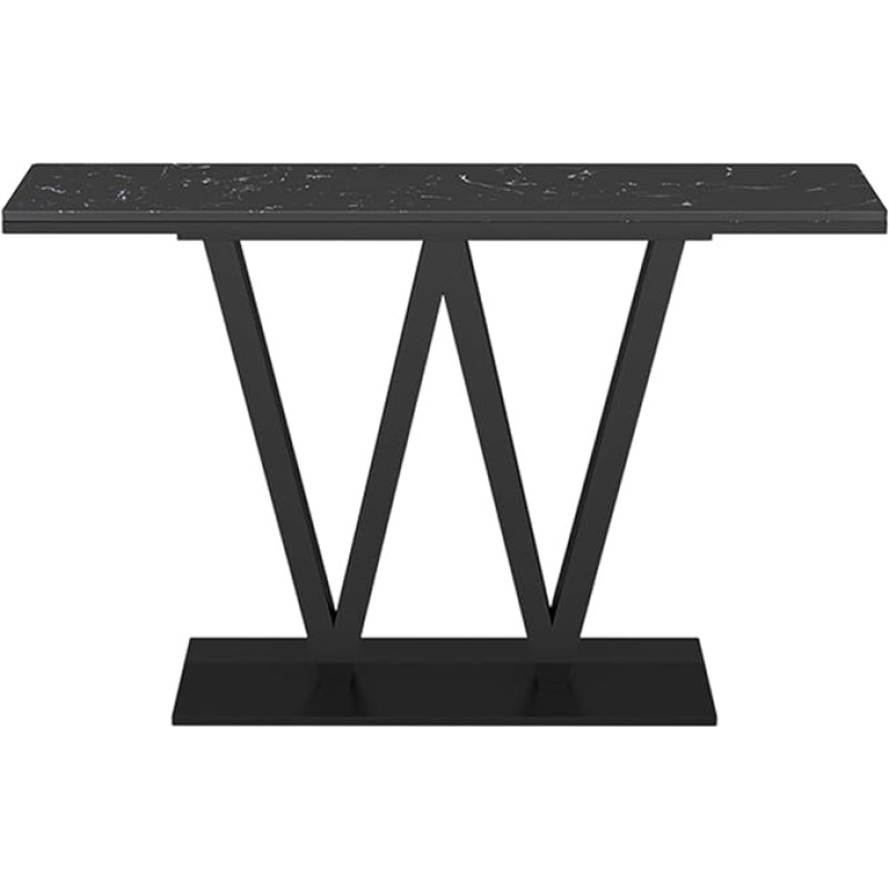 ZIGTUEI Narrow Console Table, Entrance Area Decorative Table, Modern Side Table, Simple Living Room Sofa Table, Sturdy Metal Frame, Easy Assembly (Black B, 100 cm / 39.4 inches)