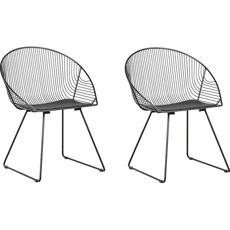 Lässig Elegant Chairs Black Metal in Practical Set of 2 Aurora