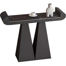 zxhrybh Console Table, Modern Hallway Table with Stone Top, Sofa Table with Metal Base, with Scratch-Resistant Surface for Entrance Area, Living Room (Black, 47.2 inches/120 cm)