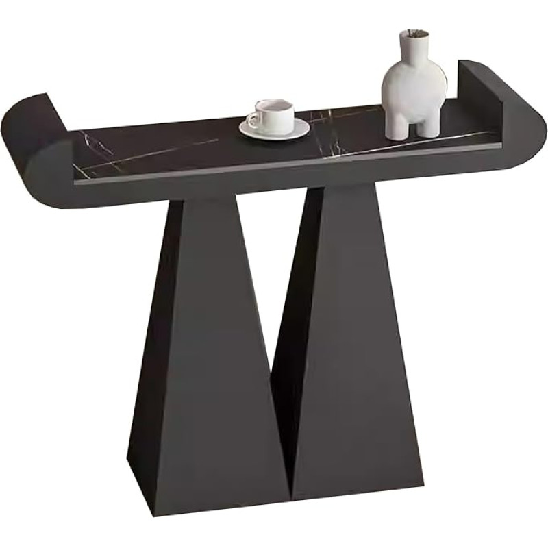 zxhrybh Console Table, Modern Hallway Table with Stone Top, Sofa Table with Metal Base, with Scratch-Resistant Surface for Entrance Area, Living Room (Black, 47.2 inches/120 cm)