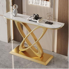 Modern Console Table with Metal Base for Living Room, Entryway, Hallway, 80 x 30 x 80 cm, Sofa Table with Elegant Design for Entrance