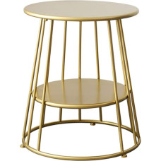 CAFIEDR Nordic Round Coffee Table Metal Sofa Table for Living Room Two Tier Low Side Table Golden