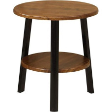 CAFIEDR Coffee Table, Solid Wood Sofa Table, 2-Tier Storage Space, Coffee Table, Small Round Table for Home, 43 × 43 × 47 cm