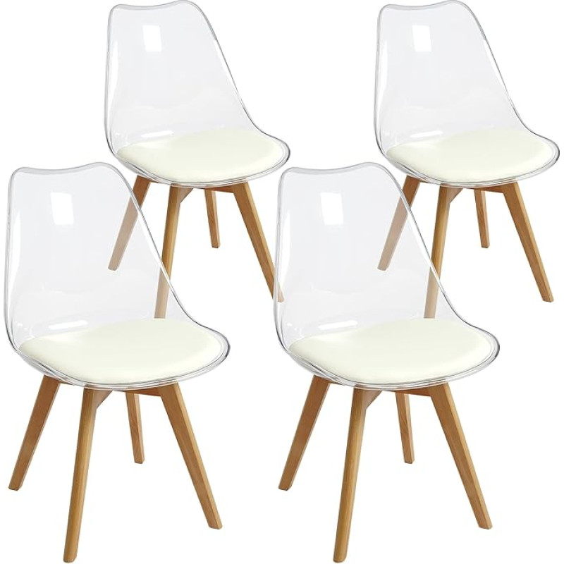 CangLong Dining Chair Polypropylene Beech Transparent Set of 4