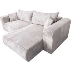 Berlin L-Shaped Corner Sofa with Sleep Function, Sofa Couch with Bed Box, Sofa Corner Sofa, Sofa Bed for Living Room, Sofa Couch with Sleep Function and Bed Box (Beige, Ottoman Right)