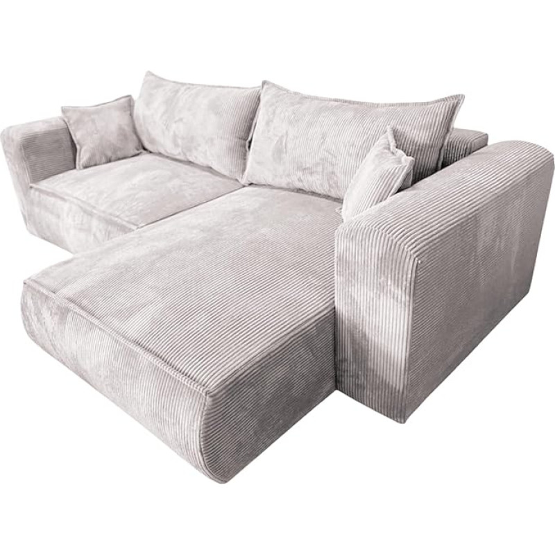Berlin L-Shaped Corner Sofa with Sleep Function, Sofa Couch with Bed Box, Sofa Corner Sofa, Sofa Bed for Living Room, Sofa Couch with Sleep Function and Bed Box (Beige, Ottoman Right)