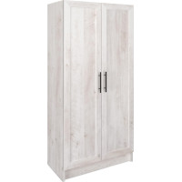 Prepac Accent Cabinet with Panel Doors, Composite Wood, Washed White, 16.5