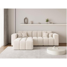 GRAINGOLD Loopo Corner Sofa 265 x 180 cm, L-Shaped Sofa, Corner Sofa for Living Room, Velour, 3-Seater Corner Sofa, Modern Design (Cream, Left)