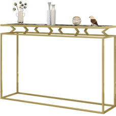 CAFIEDR Coffee Table Gold Console Table Sofa Table Marble Shelf 80 x 30 x 80 cm Metal Frame for Hallway Living Room Bedroom