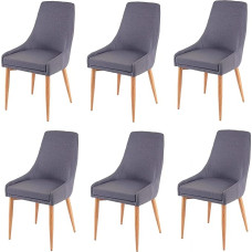 Mendler HWC-B44 II Dining Room Chairs Set of 6 Retro Design Fabric / Textile Dark Grey