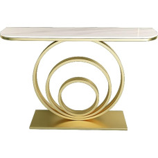 CAFIEDR Coffee Table, Narrow Entrance Table, Stone Console Table, Sofa Table, Metal Frame, 80 x 30 x 80 cm, Side Table for Living Room, Gold