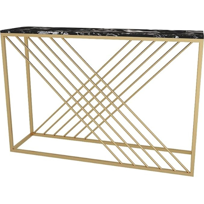CAFIEDR Coffee Table, Entrance Console Table, Artificial Marble Sofa Table, Coffee Table for Living Room, Metal Frame, Hallway Table, B