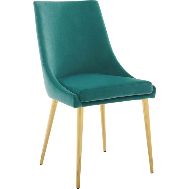 Modway Viscount Performance Dining Chair with Gold Stainless Steel Legs in Teal Fabric, 19