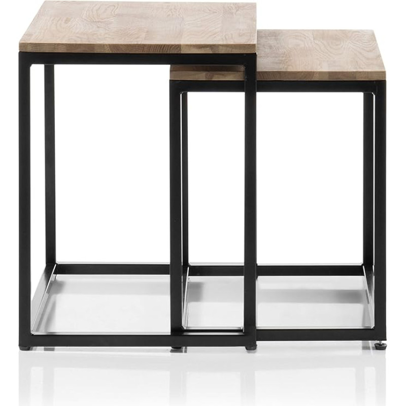 Robas Lund Coffee Table Side Table 50 x 40 cm and 45 x 37 cm Black