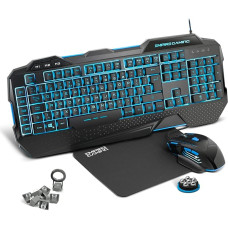 EMPIRE GAMING - Hellhounds PC Gaming Pack English Keyboard Mouse Mat - Programmable Software - LED RGB Backlighting - 7200 DPI - Windows Compatible