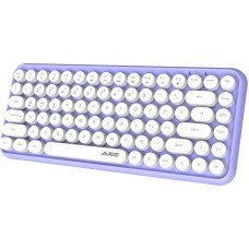 Wireless Bluetooth Keyboard, Cute Mini Compact Keyboard with 84 Keys, Wireless 2.4GHz Bluetooth Connection Technology, Round ABS Retro Keycap, Matte Panel, Ergonomic Design (Purple)