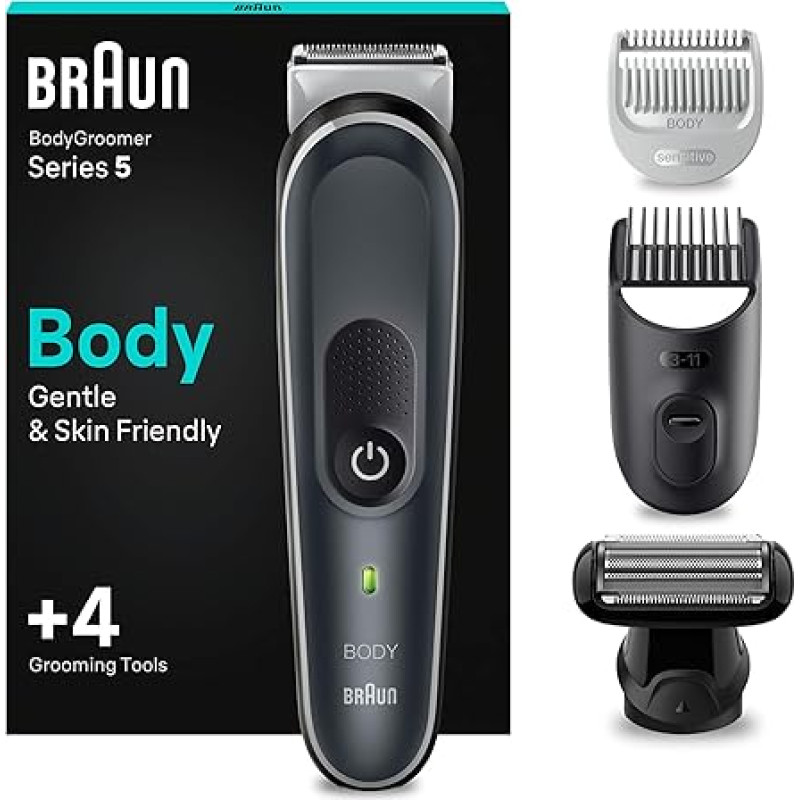 Braun Series 5 Bodygroomer BG5370 / Intimate Shaver Men Body Care & Hair Removal for Men Chest Armpits Comb Attachments 1-11mm Waterproof 100 Minutes Runtime