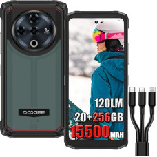 DOOGEE Fire 6 Power Robustne 4G Simlock-free mobiiltelefonid, 20GB + 256GB, aku 15500mAh / 18W, 50MP + 8MP nutitelefon ilma lepinguta, 120LM LED, 6.56 Pollici, NFC/Face ID/DRM L1/IP68 roheline