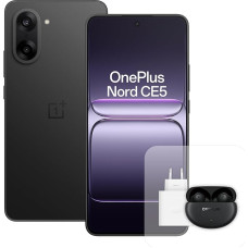 OnePlus Nord CE5 nutitelefon 8GB RAM 256GB mälu, 6,77-tolline, 120Hz AMOLED, 50MP OIS, 5200mAh aku, koos 80W laadijaga ja Nord Buds 3 Pro, must