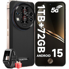 OUKITEL WP200 PRO 5G mobiiltelefon väljas koos SmartWatchiga, 72GB RAM + 1TB ROM Android 15 väljas nutitelefon ilma lepinguta, 6,7-tolline FHD + 120Hz AMOLED ekraan, 8800mAh/45W, 108MP + 32MP, 5G Dual