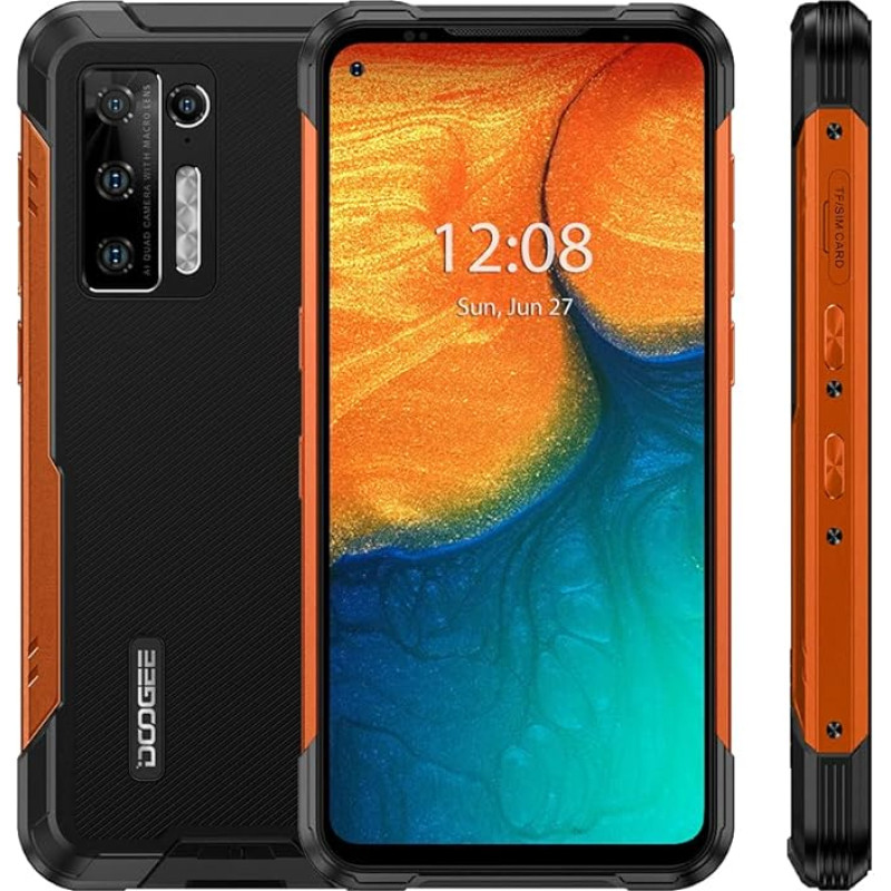 DOOGEE nutitelefon ilma lepinguta S97 Pro, 40 m kaugusmõõtja, Helio G95 8GB + 128GB, Android 11 IP68 vastupidav nutitelefon, 48MP Quad Camera, 8500mAh aku, traadita laadimine GPS NFC, oranž