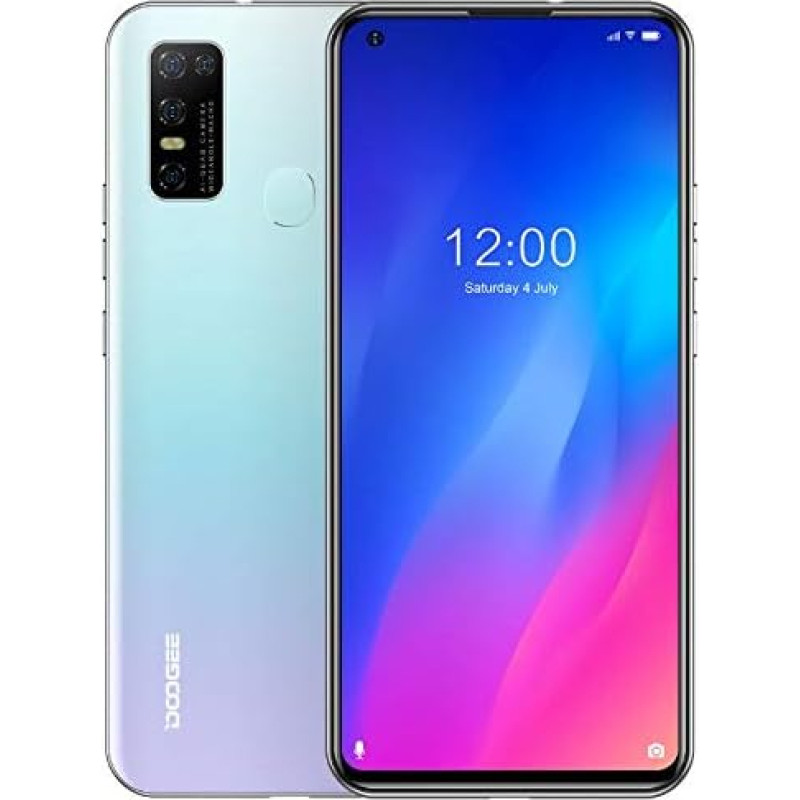 Nutitelefon ilma lepinguta, Doogee N30 mobiiltelefon (4 GB + 128 GB), Android 10, 6,55-tolline HD+ perforeeritud ekraan, dual SIM + spetsiaalne SD-kaart 256 GB, 4500 mAh aku, 16 MP AI, GPS.