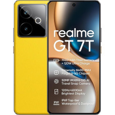 realme GT 7T 5G nutitelefon, 12GB+256GB, Dimensity 8400-MAX 5G kiibistik, 7000mAh aku, 120W laadimine, 50MP IMX896 OIS kaamera, 120Hz 6000nit ekraan, IP69, kollane Rr