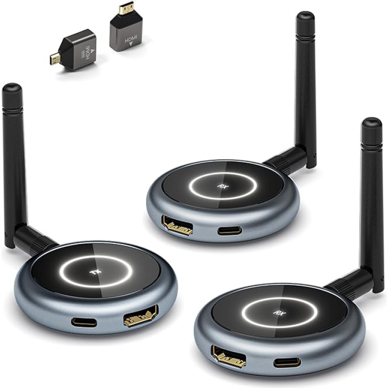 HDMI traadita, AIMIBO traadita HDMI saatja ja 2 vastuvõtjat 4K dekodeerimine 5.8G - traadita ülekanne HD video raadio teel kuni 50 m kaugusel sülearvutist, arvutist, teleriboksist, kaamerast telerisse ja projektorisse.