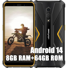 Ulefone Armor X12 Pro välitingimustes kasutatavad mobiiltelefonid ilma lepinguta, MTK G36 8GB + 64GB välitingimustes kasutatav nutitelefon Android 14, 13MP + 8MP, 5,45-tolline HD+, 4860 mAh aku, IP68 mobiiltelefon ilma lepinguta, Dual
