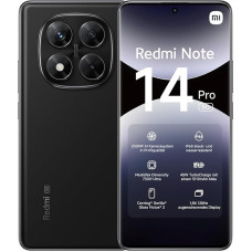 Xiaomi Redmi Note 14 Pro, 5G nutitelefon, 8 + 256 GB, must, 200 MP professionaalne AI-kaamera, IP68, 45 W turbolaadimine 5110 mAh akuga, AI-funktsioonid (laadija ei kuulu komplekti)