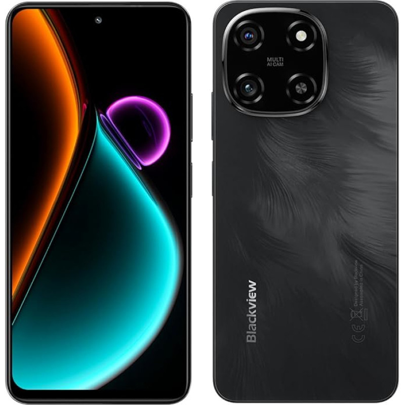 Blackview Color 6 AI nutitelefon ilma lepinguta, 24GB + 256GB, 50MP + 13MP kaamera, 6,67-tolline HD+ ekraan, 3 kaardipesa, Android 15 mobiiltelefoni 18W kiirlaadimine, Smart-K Box kõlar, Doke AI rakendused