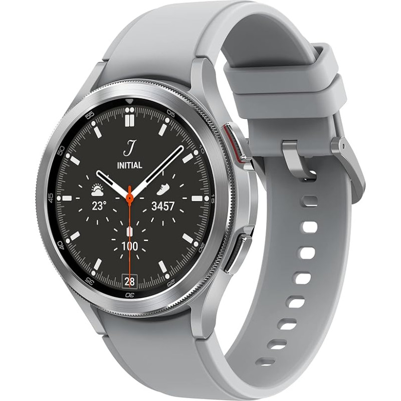 Samsung Galaxy Watch4 Classic, ümmargune Bluetooth Smartwatch, Wear OS, pöörlev lävepakett, spordikell, spordijälgimisseade, 46 mm, hõbedane