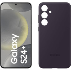 Samsung Galaxy S24+ AI nutitelefon, 12 GB RAM, 256 GB mälu, Onyx Black, Silikoonist ümbris Dark Purple