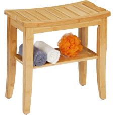 Relaxdays Bambusest vannitoa tool K x L x S: 45,5 x 48 x 25 cm Maksimaalne koormus 150 kg libisemisvastane jalga riiuliga looduslik
