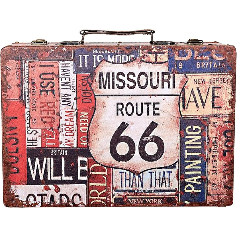 Birendy reisikirst, autokohver, kohvri komplekt, koos kunstnahast aardekirstuga, piraadikirst, puidust kast (1711-Route66-L-31 cm)