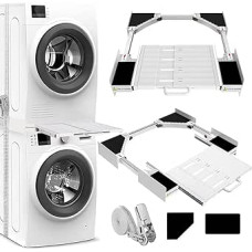 NIUXX universaalne vahepealne paigaldusraami komplekt pesumasina ja kuivati jaoks, pesumasina ühendusraami komplekt koos riiuliga, virnastuskomplekt koos rattaköiega, vahepealne paigalduskomplekt pesumasina jaoks