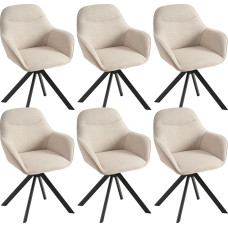 Goeurvant Pöörlev söögitoa tool beež 6 käetoega söögitoa toolid Pööratav käetoega köögitool Polüestrist valmistatud metallist jalgade ja seljatoega söögitoa kööki kontorisse