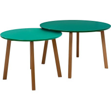 POSNORD 2 kohvilaudade komplekt elutuppa - MDF puidust küljelaua komplekt pöögijalgadega - Skandinaavia kohvilaudade komplekt lakitud pinnaga metsavärvi roheline