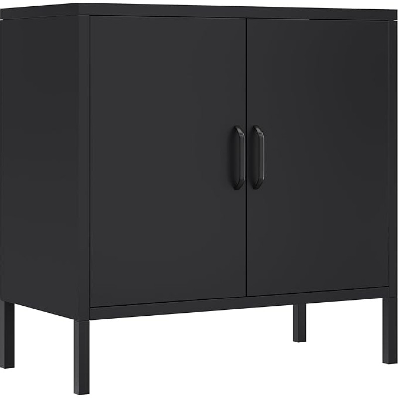 YITAHOME metallist hoiukapid 2 ukse ja 1 reguleeritava riiuliga, põrandal seisev kapi, hoiukapp kodukontorisse, magamistuppa, vannituppa, elutuppa, musta värvi