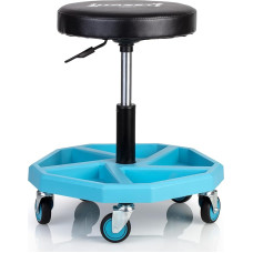 HAZET Work Seat 195N-4; Tugev kandiline toruraamkonstruktsioon; 5 siledat ratast 75 mm; reguleeritav kõrgus 430-550 mm; maksimaalne koormus 150 kg; suur istmepadi 350 mm