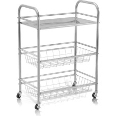 TAO ONE tööstuslik 3-astmeline traatriiulivanker | Lukustatavad rattad ja kaubanduslik teras | Köök, ladustamine ja garaažiriiulid